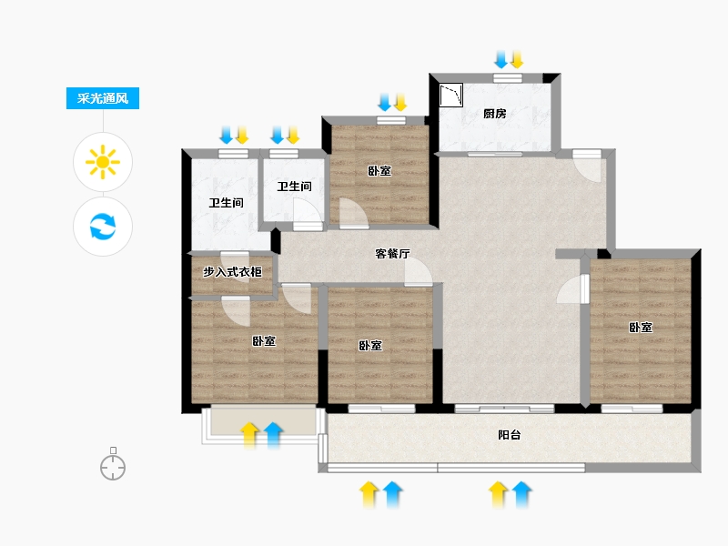 浙江省-杭州市-万科·都会东方-102.27-户型库-采光通风