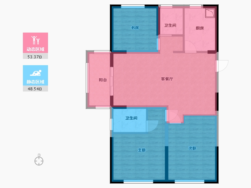 江苏省-淮安市-梧桐公馆-91.20-户型库-动静分区