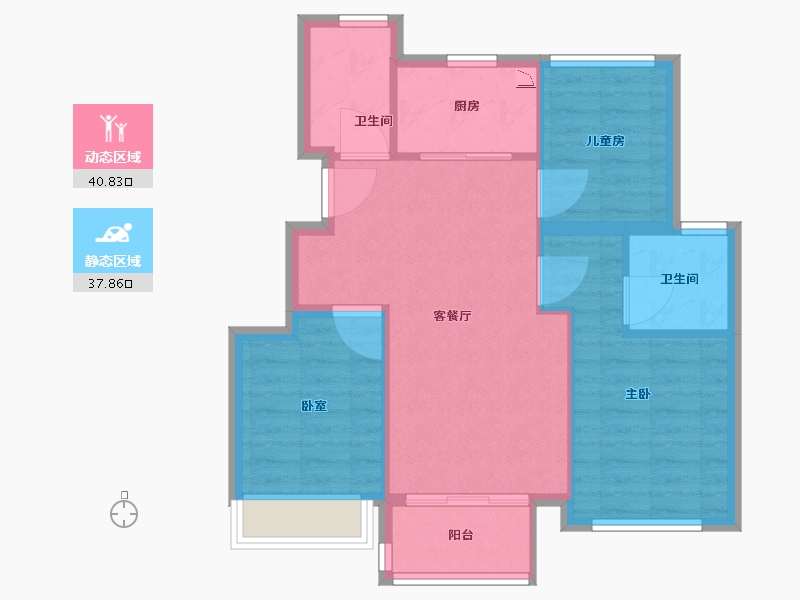 江苏省-苏州市-合景·云溪四季-71.00-户型库-动静分区