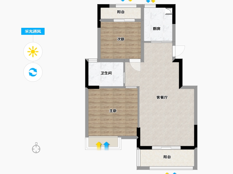 江苏省-淮安市-梧桐公馆-75.20-户型库-采光通风