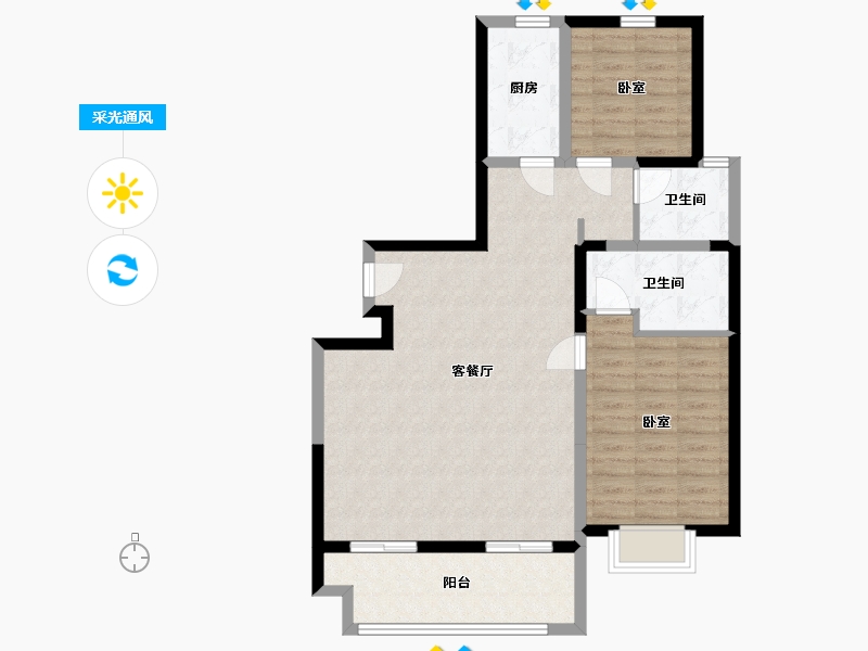 宁夏回族自治区-银川市-国金名城-87.89-户型库-采光通风