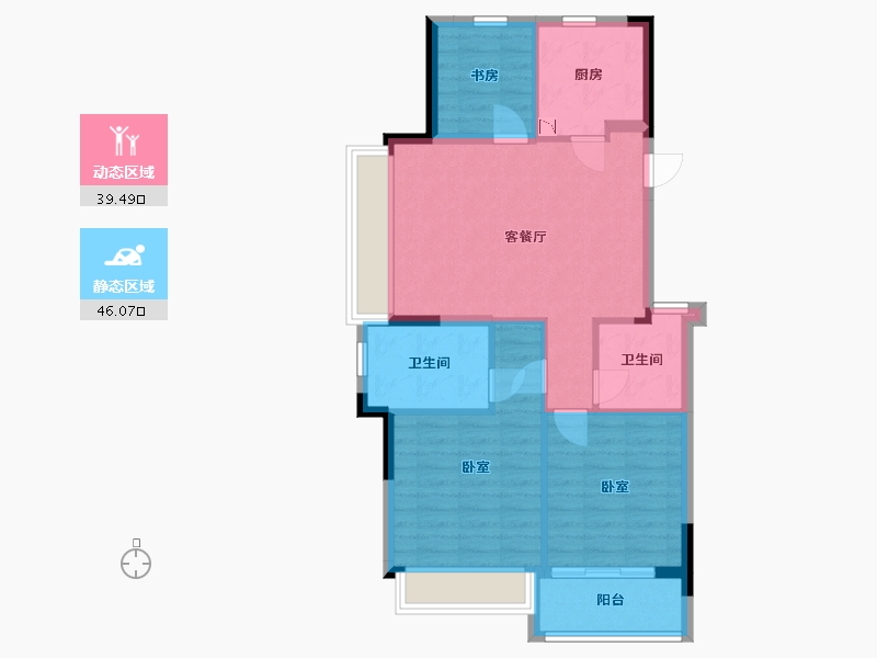 浙江省-杭州市-绿城盐官理想水镇-76.88-户型库-动静分区