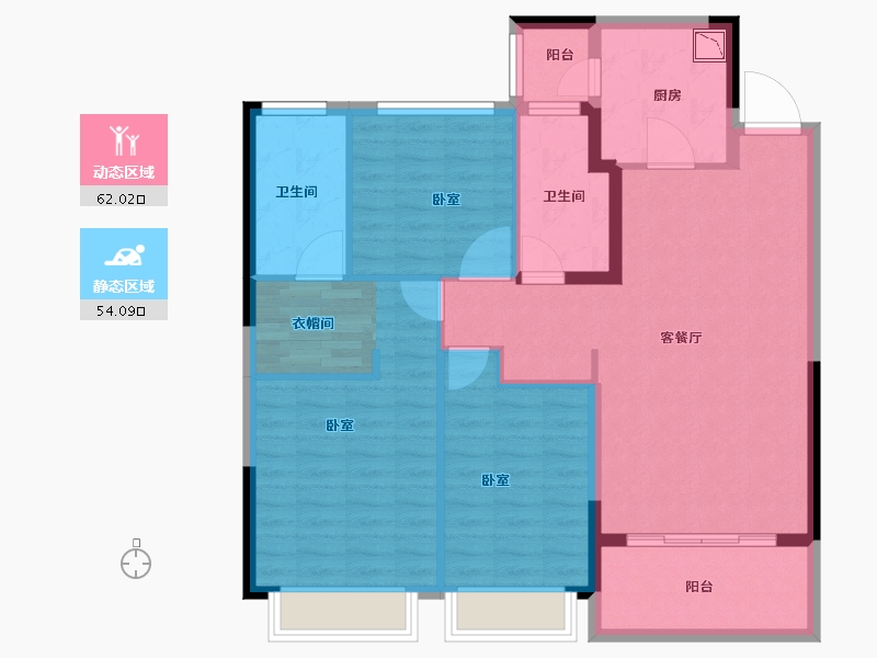 浙江省-湖州市-恒大御峰-104.75-户型库-动静分区