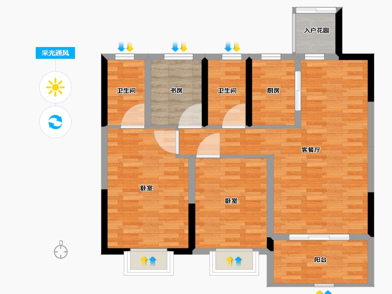 江苏省-南通市-港城·長江府-82.01-户型库-采光通风