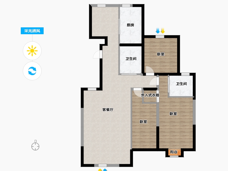 宁夏回族自治区-银川市-花样年华南区-111.76-户型库-采光通风