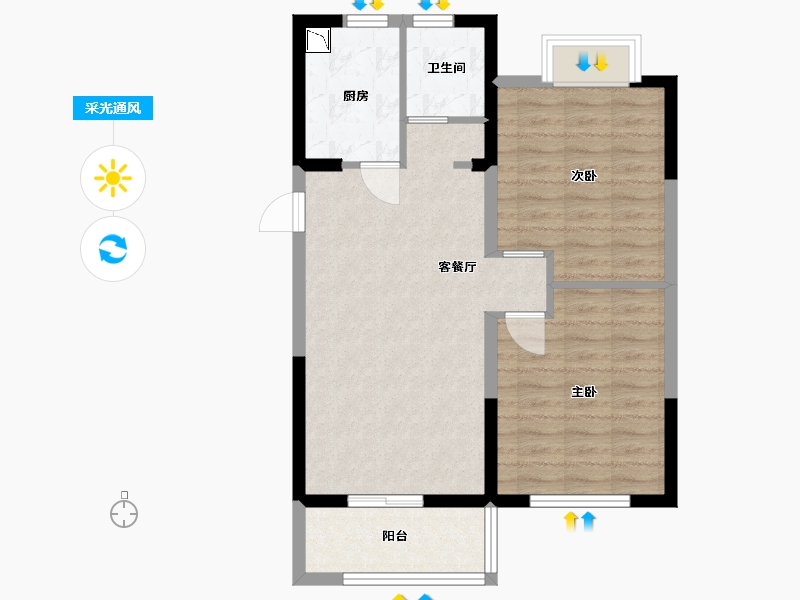 江苏省-淮安市-梧桐公馆-68.00-户型库-采光通风