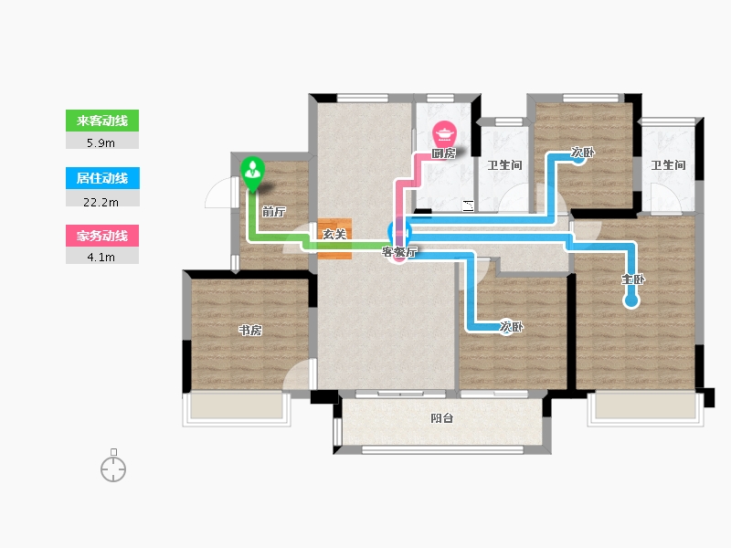 浙江省-台州市-宏大聚贤府-111.08-户型库-动静线