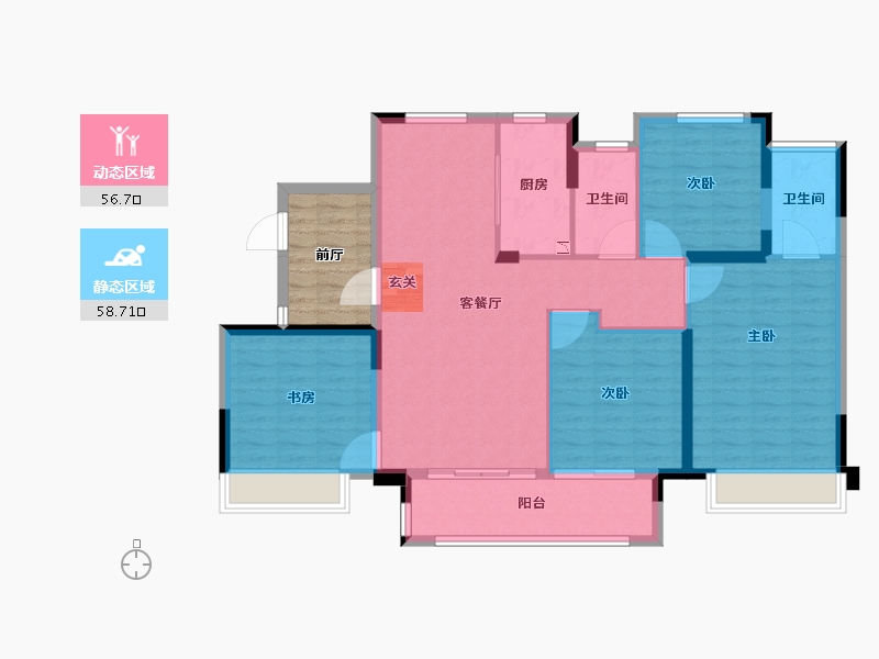 浙江省-台州市-宏大聚贤府-111.08-户型库-动静分区