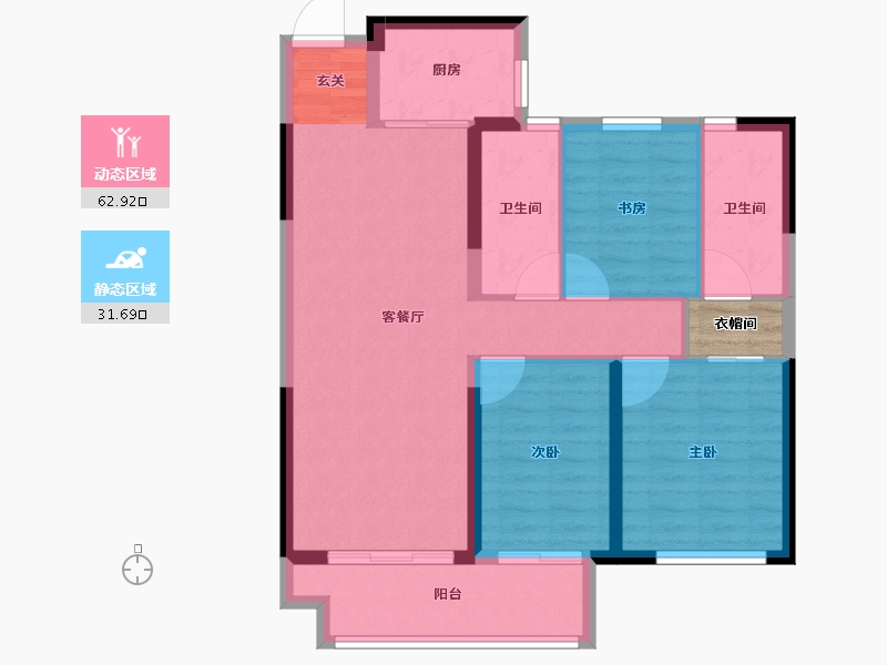 浙江省-台州市-华都金沙湾-86.96-户型库-动静分区