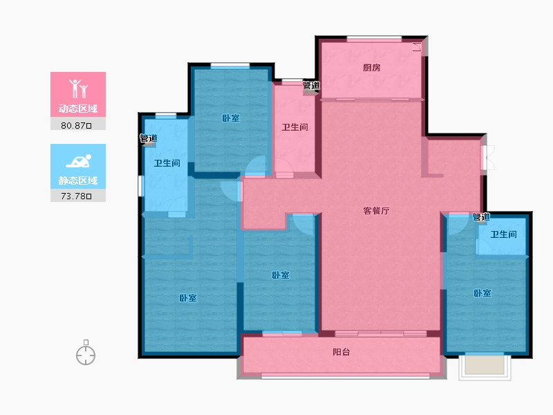 陕西省-西安市-富力开远城-138.63-户型库-动静分区