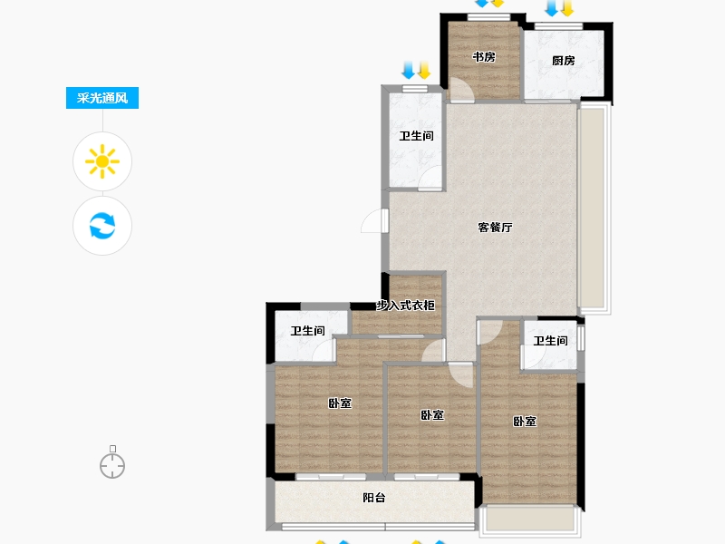 浙江省-杭州市-滨江嘉品美寓-113.90-户型库-采光通风