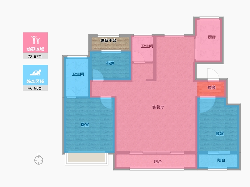 宁夏回族自治区-中卫市-煜基观园悦府-109.66-户型库-动静分区