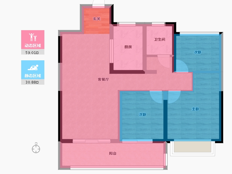 江苏省-苏州市-苏高新熙境云庭-80.00-户型库-动静分区