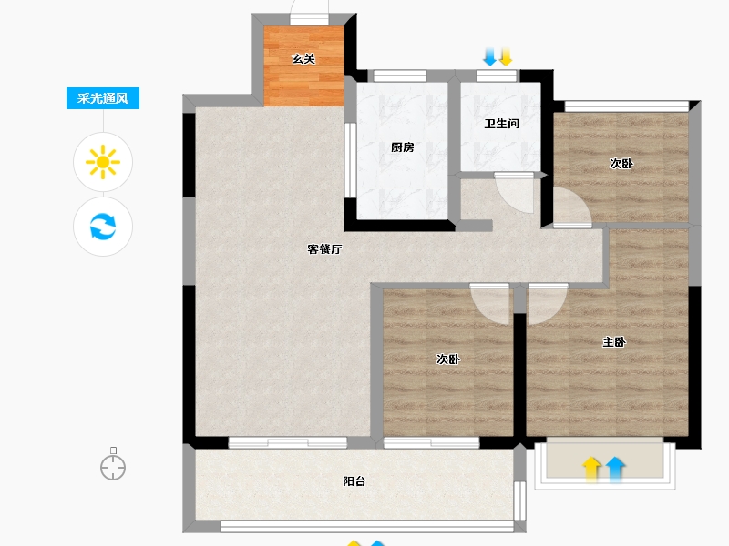 江苏省-苏州市-苏高新熙境云庭-80.00-户型库-采光通风