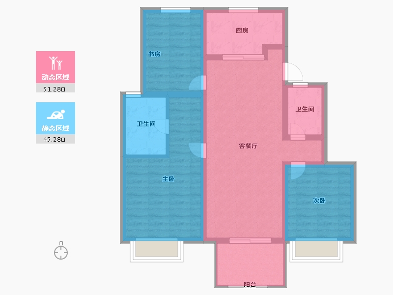 江苏省-扬州市-万科城市之光-86.00-户型库-动静分区