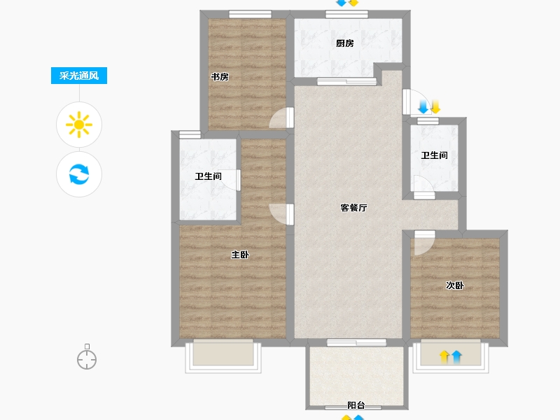 江苏省-扬州市-万科城市之光-86.00-户型库-采光通风