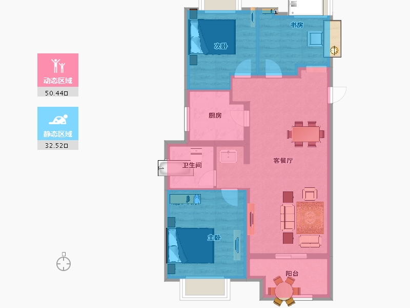 江苏省-扬州市-万科城市之光-73.97-户型库-动静分区