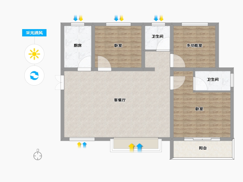 陕西省-宝鸡市-笙箫鹂苑-99.20-户型库-采光通风