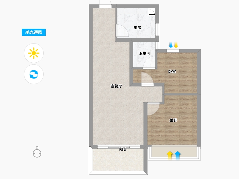 江苏省-南京市-碧桂园世纪城邦-64.00-户型库-采光通风