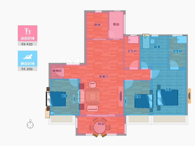 江苏省-南京市-碧桂园世纪城邦-114.00-户型库-动静分区