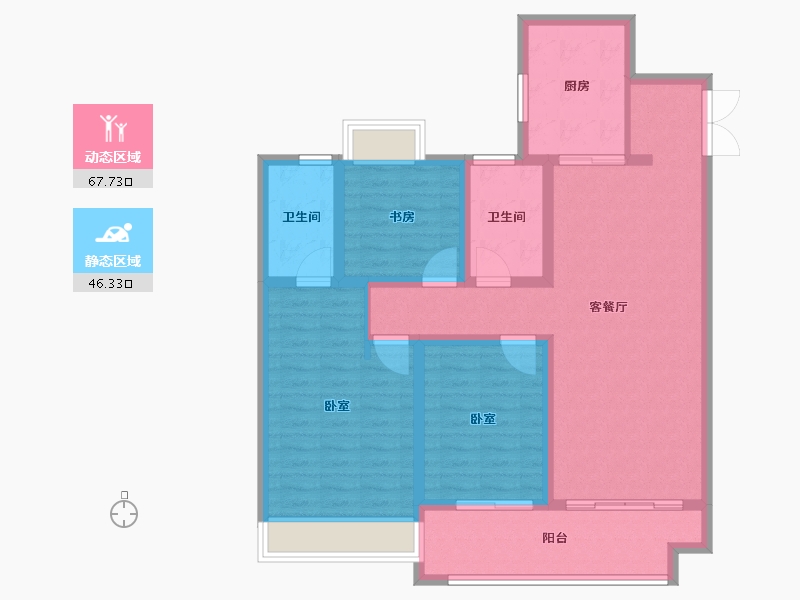 江苏省-宿迁市-华莱书香水韵-102.00-户型库-动静分区