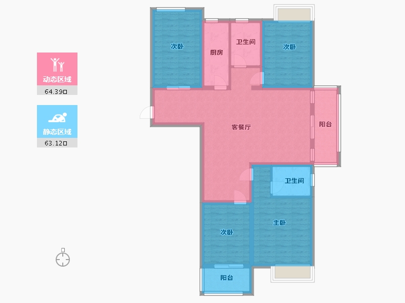 江苏省-淮安市-新天地荣府-113.60-户型库-动静分区