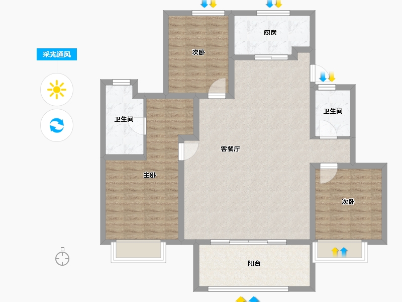 江苏省-扬州市-万科城市之光-110.00-户型库-采光通风