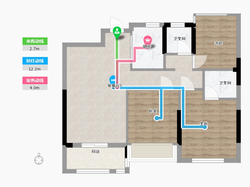 浙江省-宁波市-景瑞龙湖缇香郦城-68.14-户型库-动静线