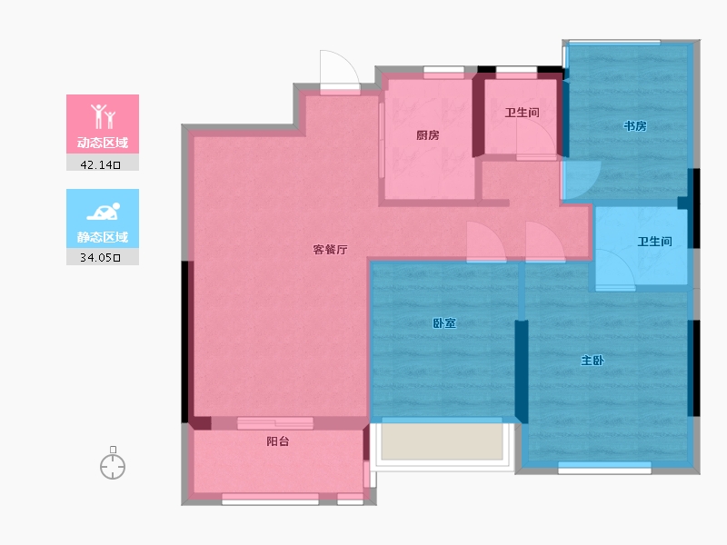 浙江省-宁波市-景瑞龙湖缇香郦城-68.14-户型库-动静分区