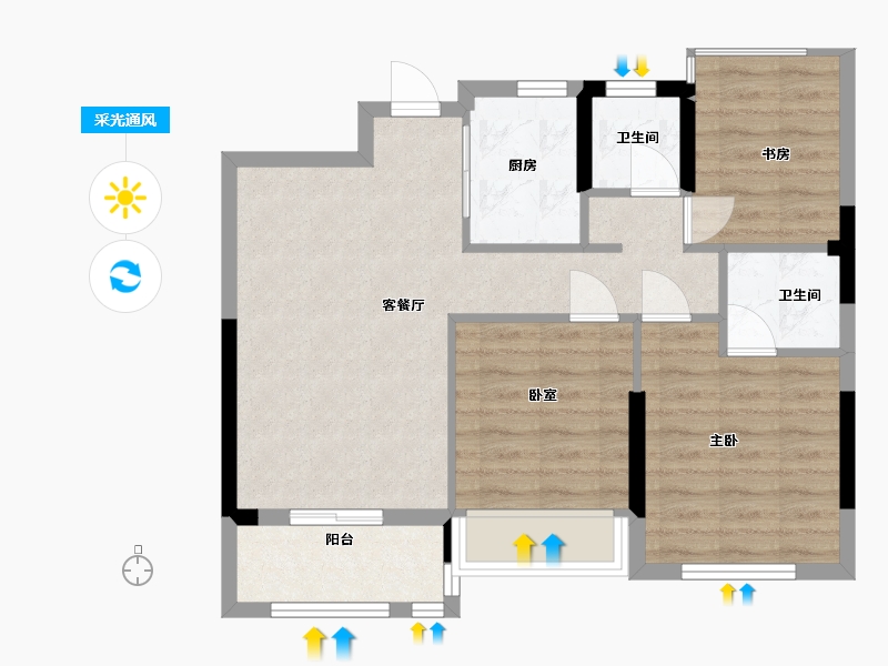 浙江省-宁波市-景瑞龙湖缇香郦城-68.14-户型库-采光通风