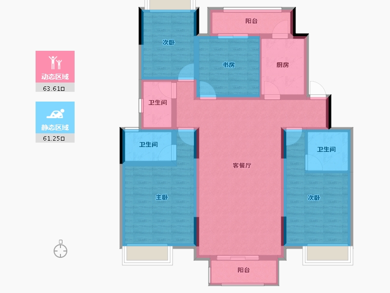 江苏省-扬州市-中海锦苑-111.00-户型库-动静分区