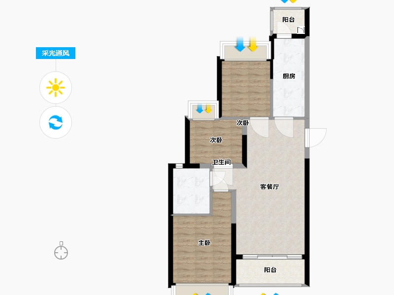 江苏省-苏州市-太仓恒大滨江悦府-79.13-户型库-采光通风