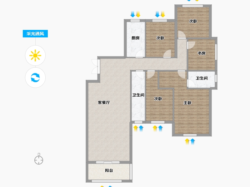 陕西省-安康市-香城艺境-139.73-户型库-采光通风