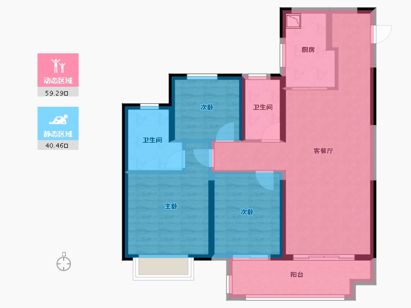 江苏省-徐州市-大发融悦东方-88.66-户型库-动静分区