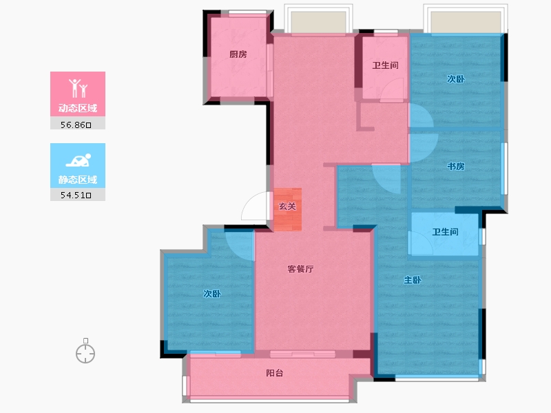 浙江省-台州市-宏大聚贤府-100.19-户型库-动静分区