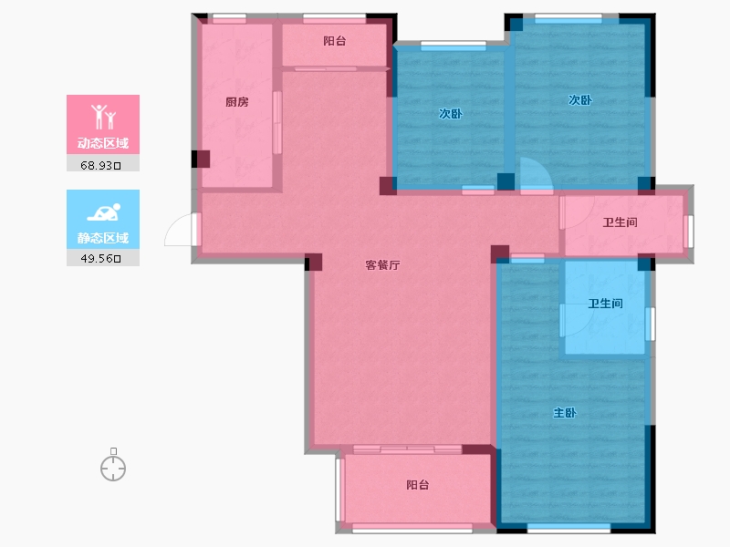 江苏省-淮安市-亿力未来城-105.80-户型库-动静分区