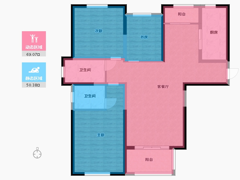 江苏省-淮安市-亿力未来城-106.99-户型库-动静分区