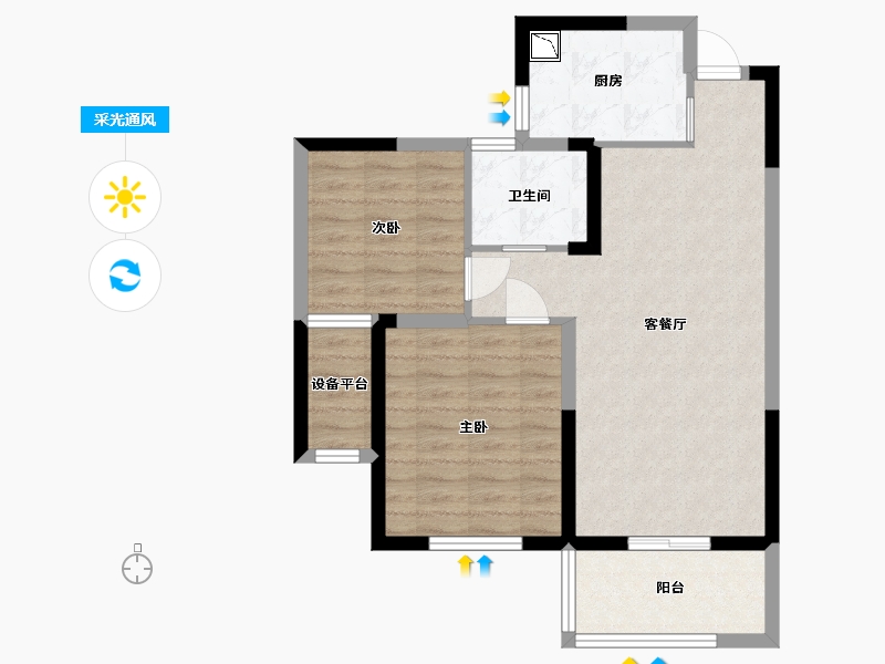 江苏省-淮安市-梧桐公馆-68.79-户型库-采光通风