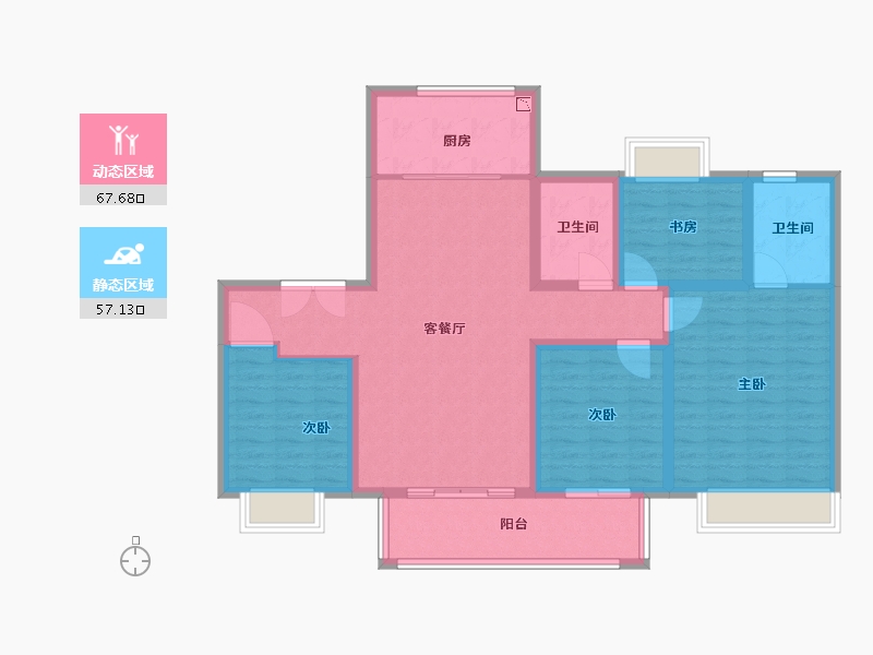 江苏省-盐城市-吾悦和府沁园-112.00-户型库-动静分区