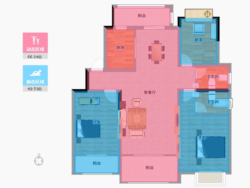 江苏省-扬州市-中海锦苑-104.01-户型库-动静分区