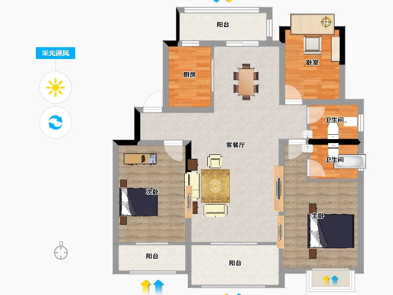 江苏省-扬州市-中海锦苑-104.01-户型库-采光通风