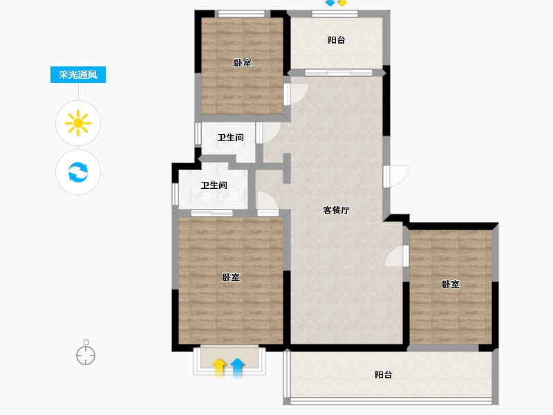 浙江省-宁波市-中交·雅郡-104.80-户型库-采光通风