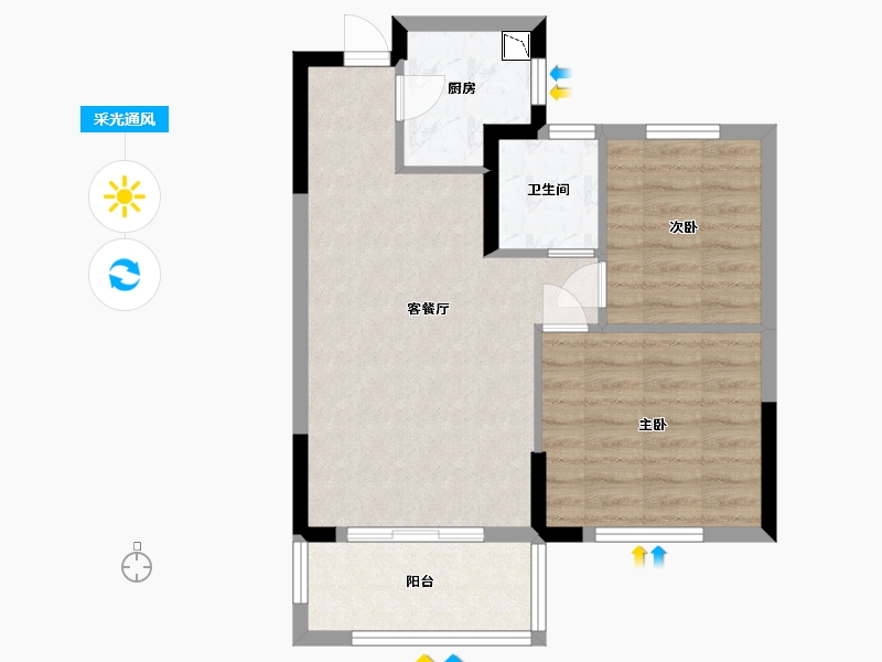 江苏省-淮安市-梧桐公馆-58.20-户型库-采光通风