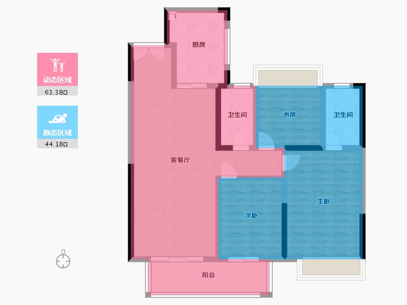 江苏省-盐城市-吾悦和府沁园-96.00-户型库-动静分区