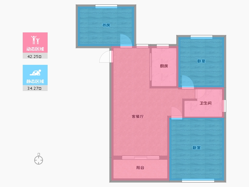 浙江省-温州市-新都·泰和府-68.28-户型库-动静分区