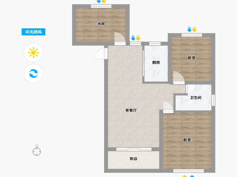 浙江省-温州市-新都·泰和府-68.28-户型库-采光通风