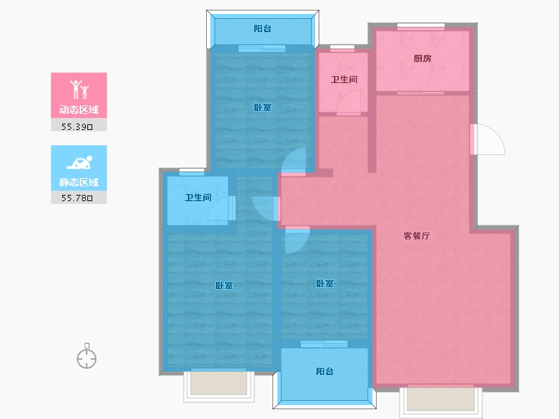 陕西省-宝鸡市-梧桐里水城-98.61-户型库-动静分区