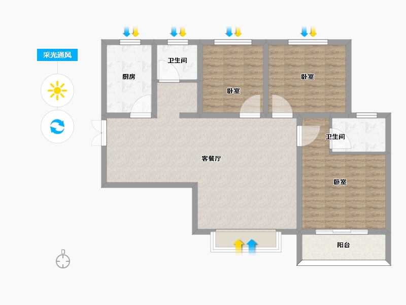 陕西省-宝鸡市-笙箫鹂苑-99.22-户型库-采光通风