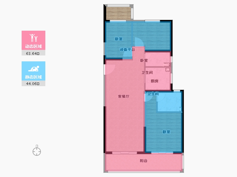 陕西省-咸阳市-日月公馆-100.11-户型库-动静分区