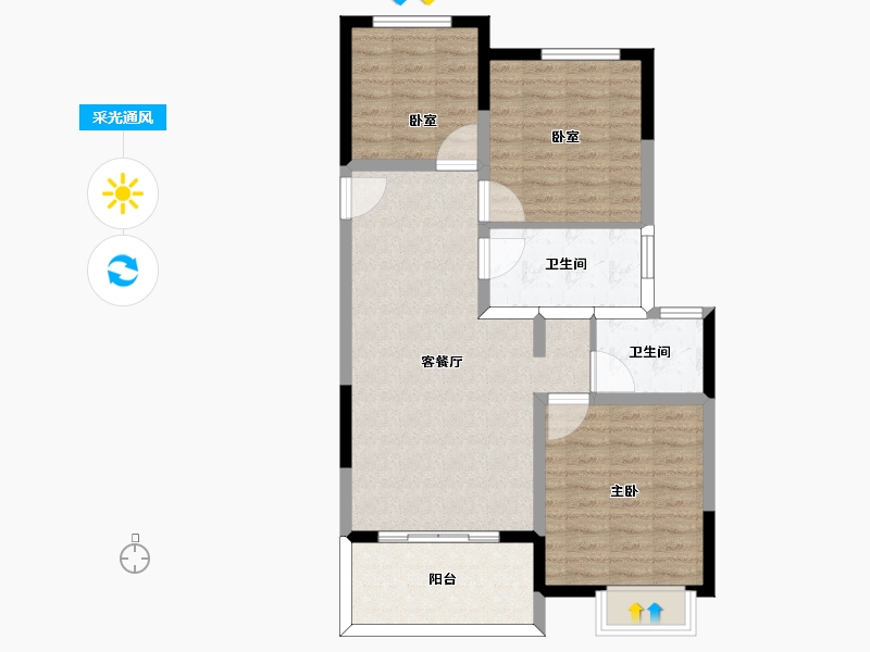 江苏省-南京市-泰达青筑-83.00-户型库-采光通风